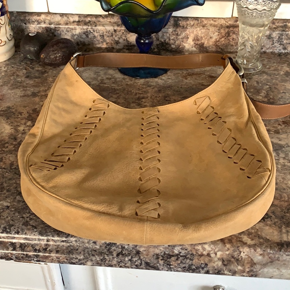 Frye Leather Hobo Bag Woven Inlays